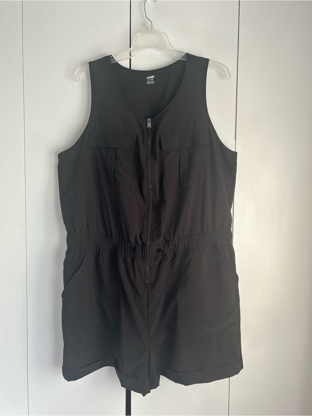 Avia Black Ribbed Performance Shorts Romper